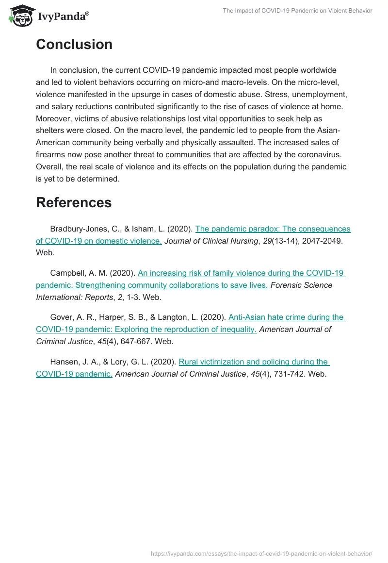 The Impact of COVID-19 Pandemic on Violent Behavior. Page 3