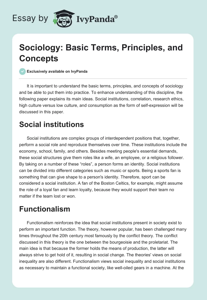 Sociology: Basic Terms, Principles, and Concepts. Page 1
