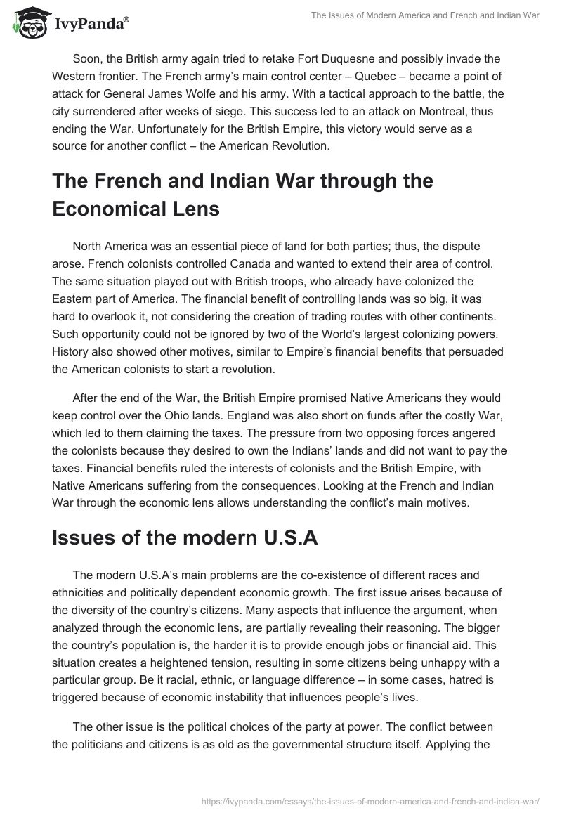 The Issues of Modern America and French and Indian War. Page 2