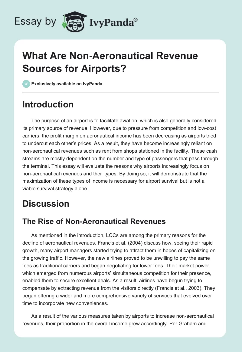 What Are Non-Aeronautical Revenue Sources for Airports?. Page 1