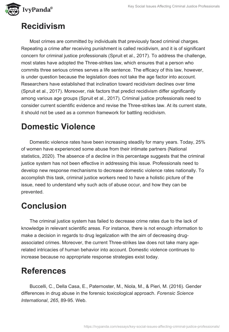 Key Social Issues Affecting Criminal Justice Professionals. Page 2