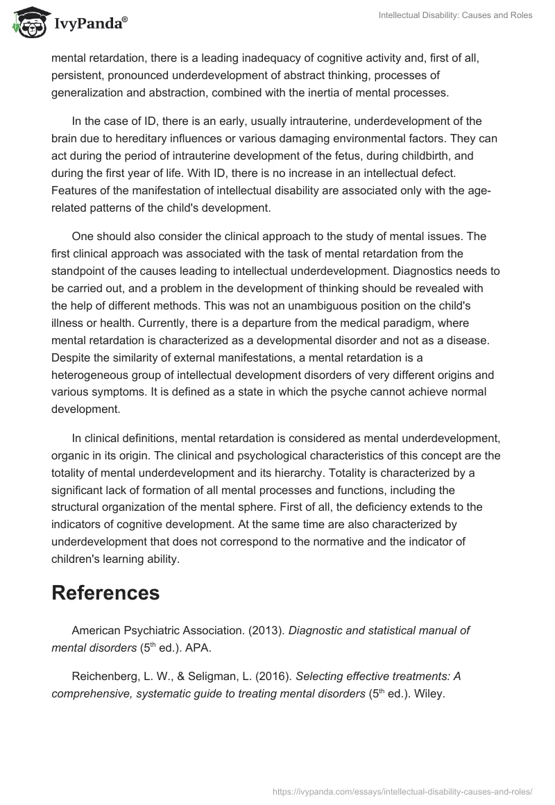 Intellectual Disability: Causes and Roles. Page 3
