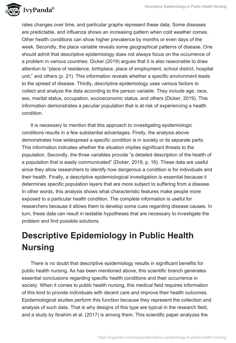 Descriptive Epidemiology in Public Health Nursing. Page 2