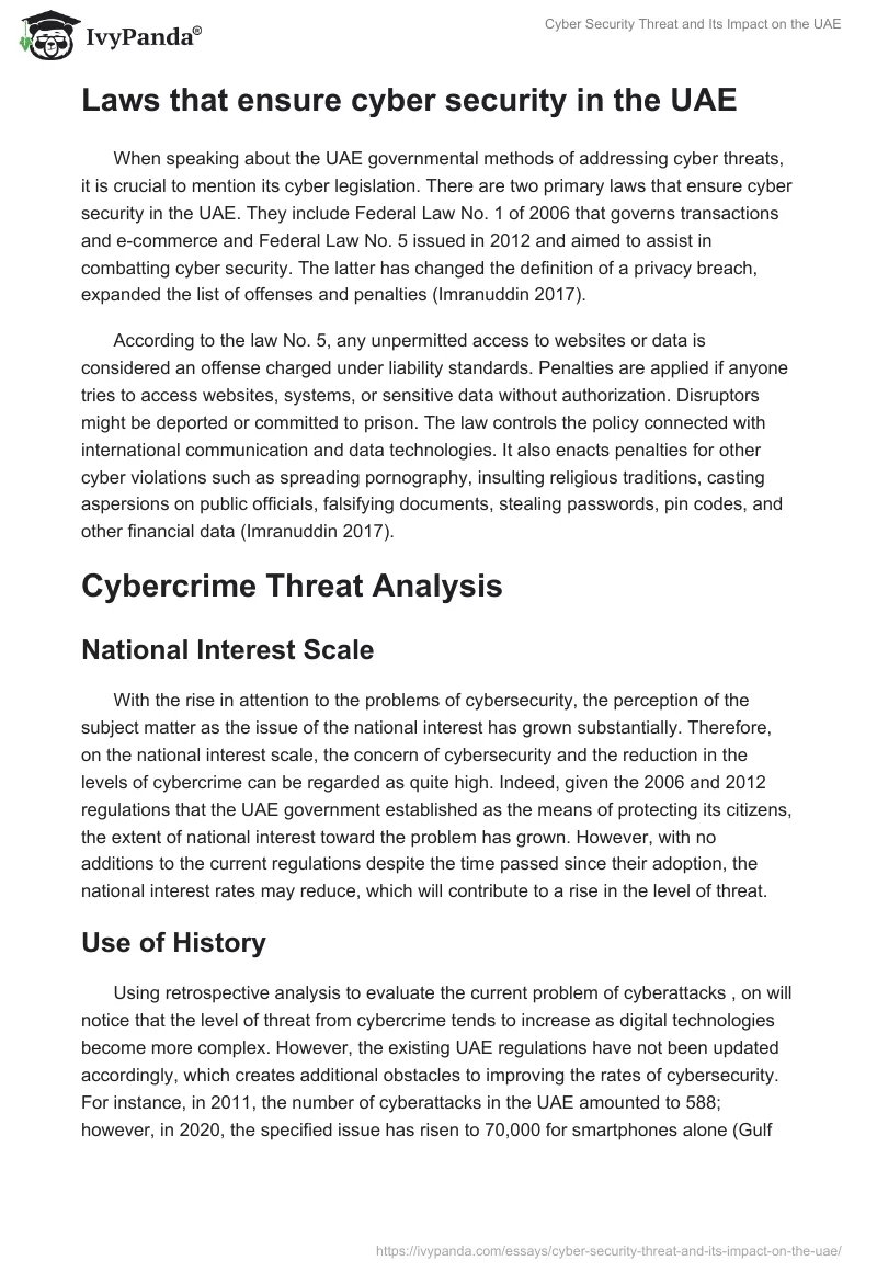Cyber Security Threat and Its Impact on the UAE. Page 3