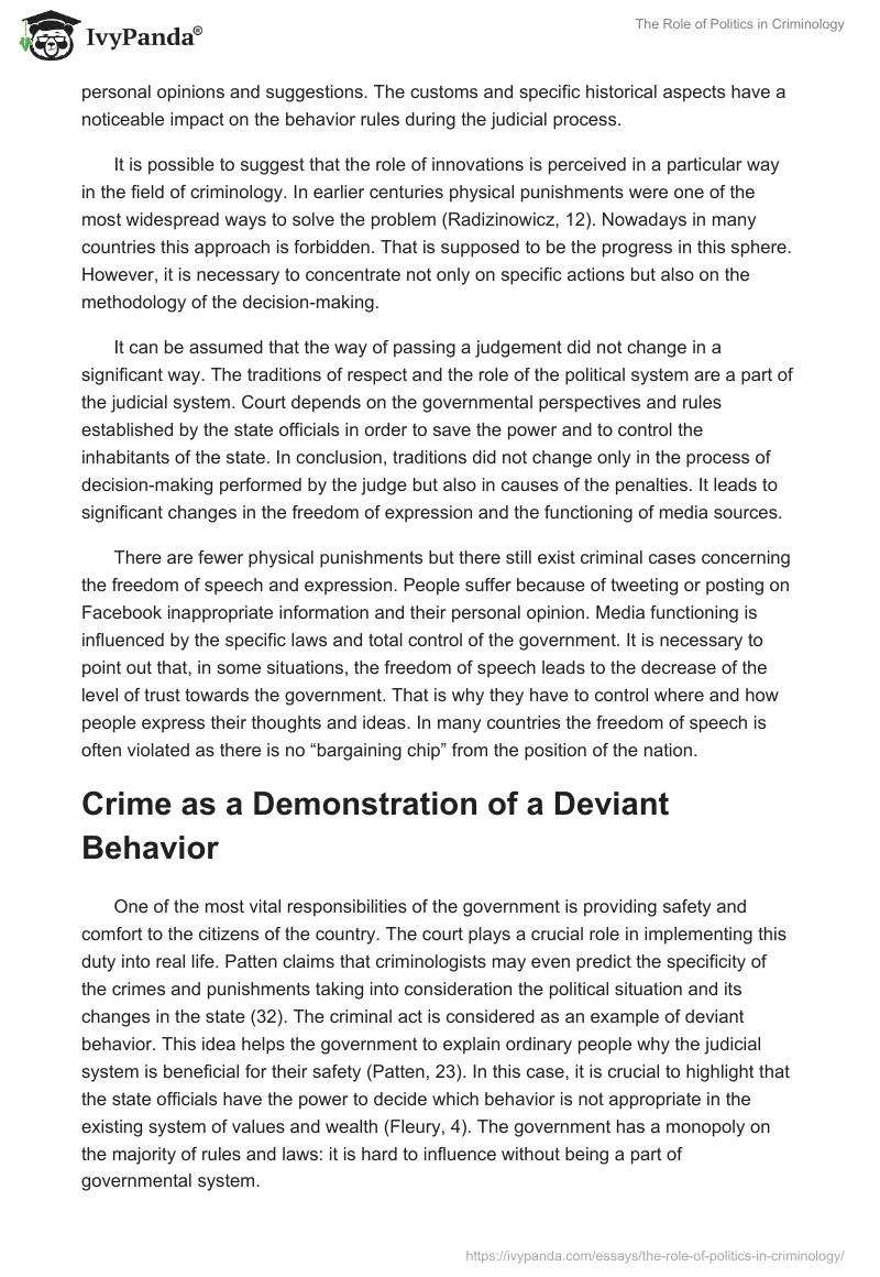 The Role of Politics in Criminology. Page 2