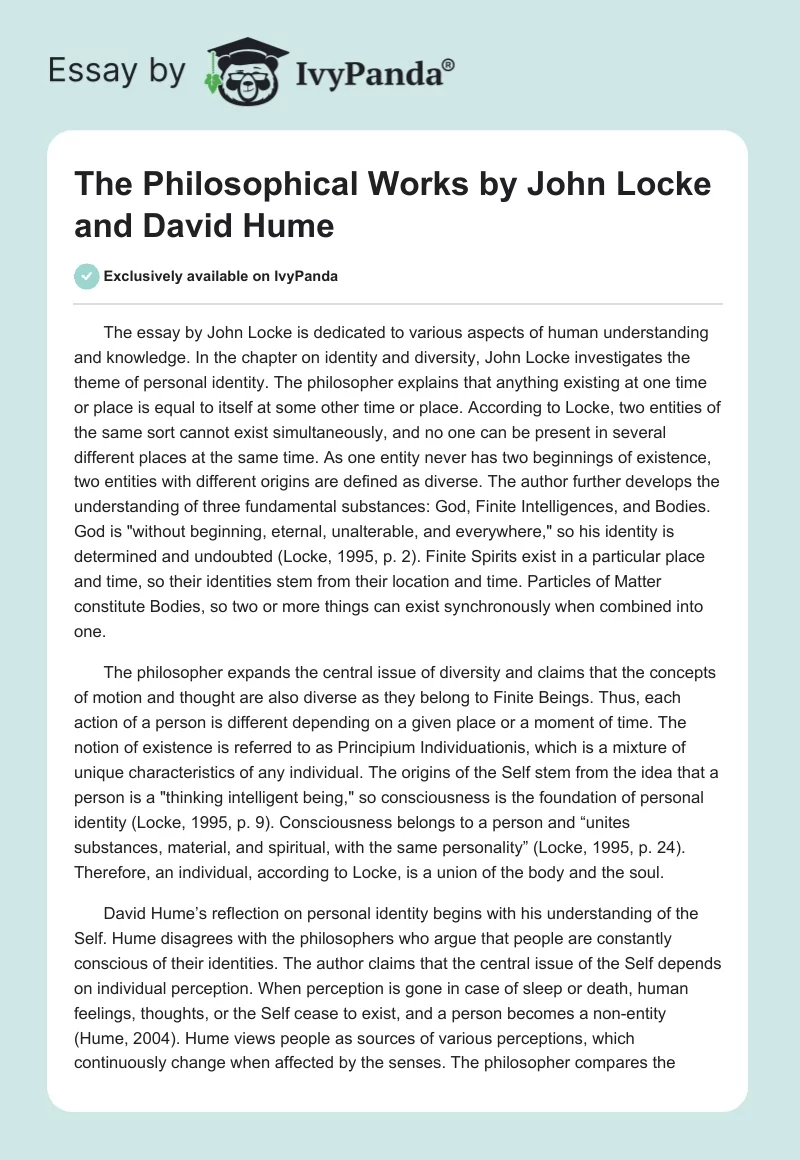 The Philosophical Works by John Locke and David Hume. Page 1