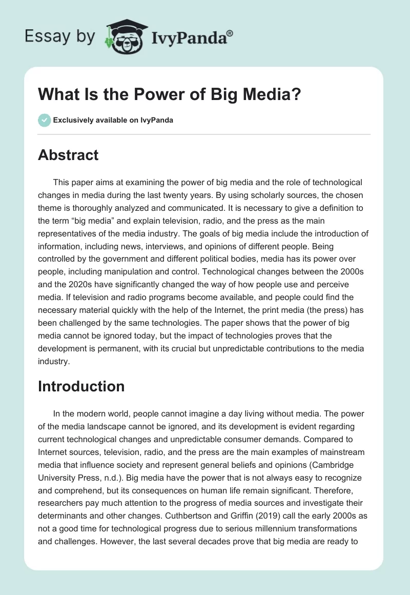 What Is the Power of Big Media?. Page 1
