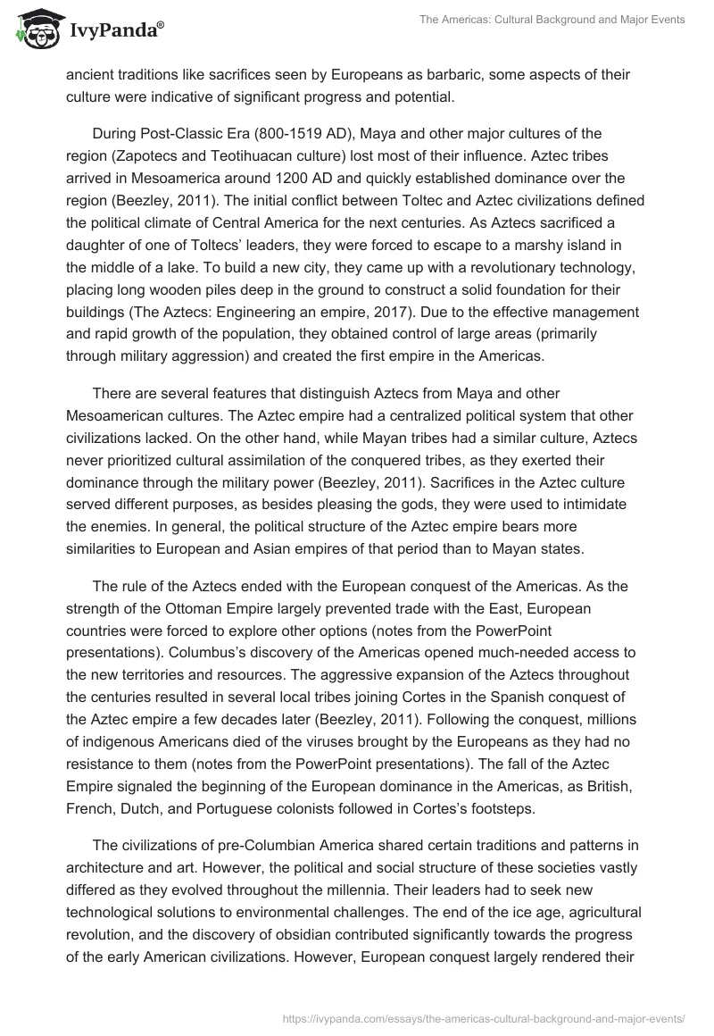 The Americas: Cultural Background and Major Events. Page 2