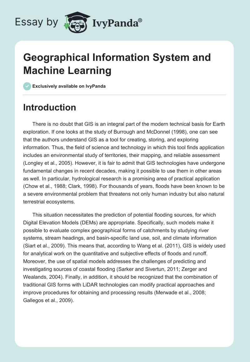 Geographical Information System and Machine Learning. Page 1