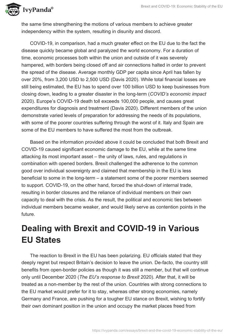Brexit and COVID-19: Economic Stability of the EU. Page 3