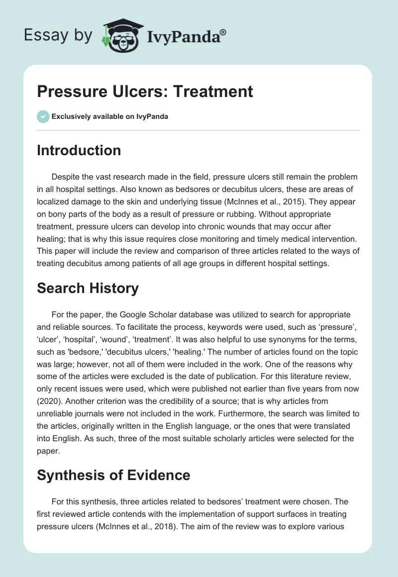Pressure Ulcers: Treatment. Page 1