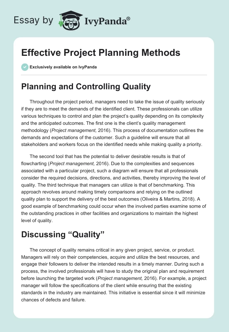 Effective Project Planning Methods. Page 1