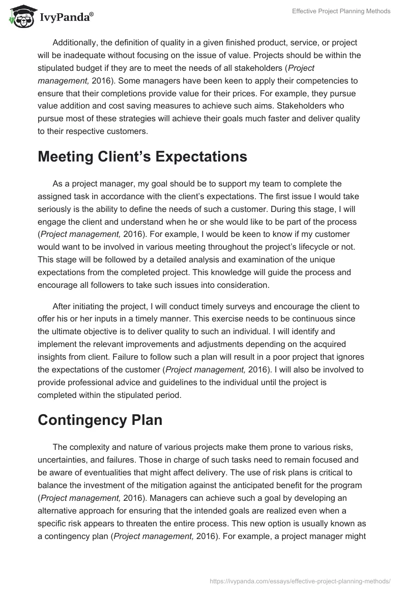 Effective Project Planning Methods. Page 2