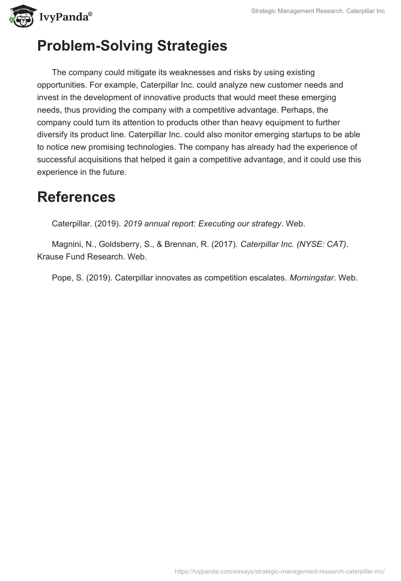 Strategic Management Research. Caterpillar Inc. Page 3