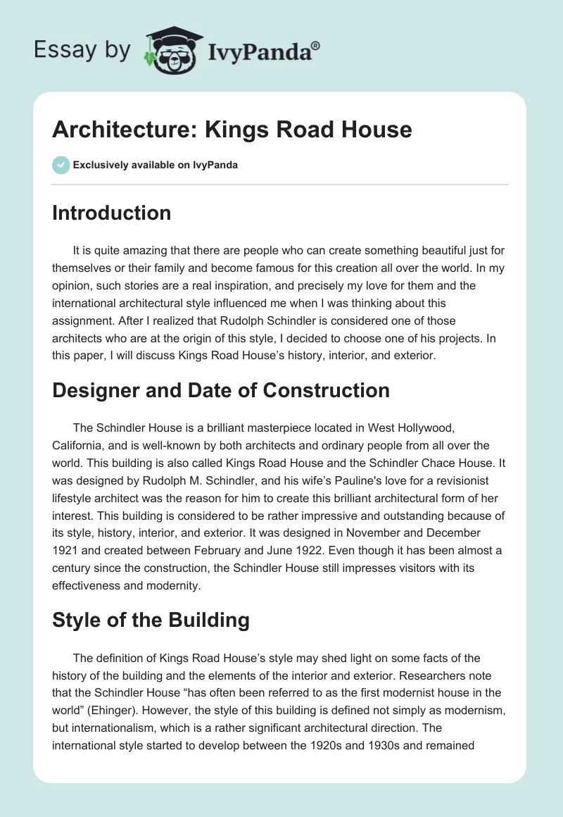 Architecture: Kings Road House. Page 1