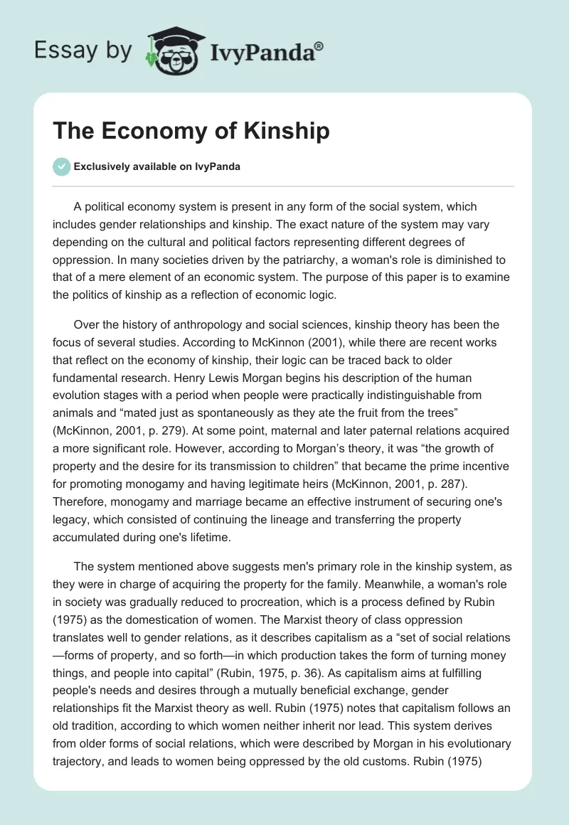 The Economy of Kinship. Page 1