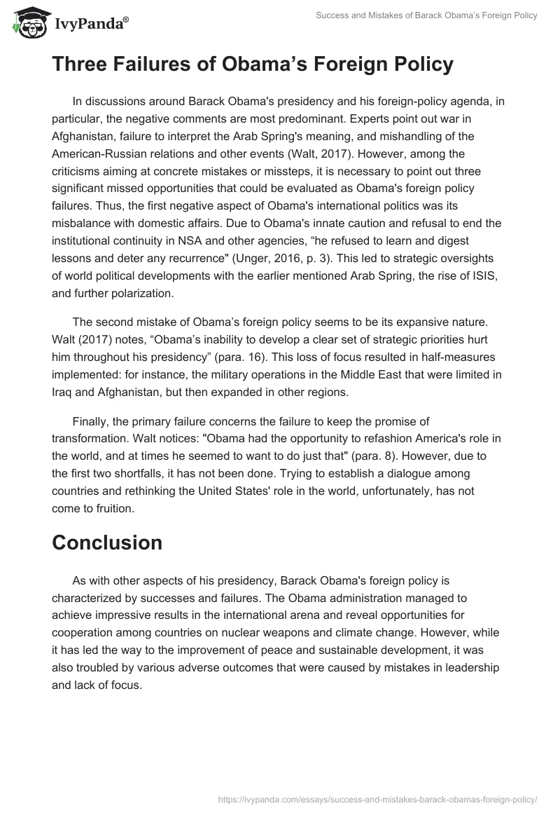 Success and Mistakes of Barack Obama’s Foreign Policy. Page 2