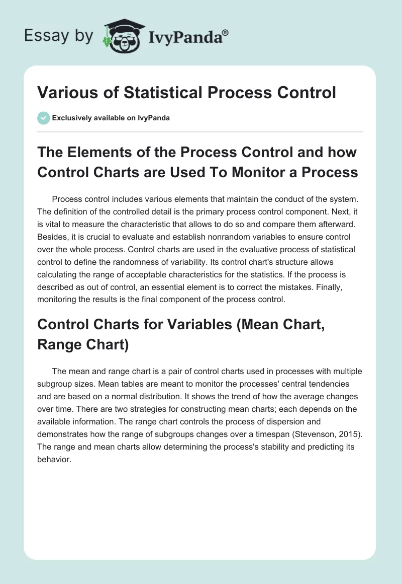 Various of Statistical Process Control. Page 1