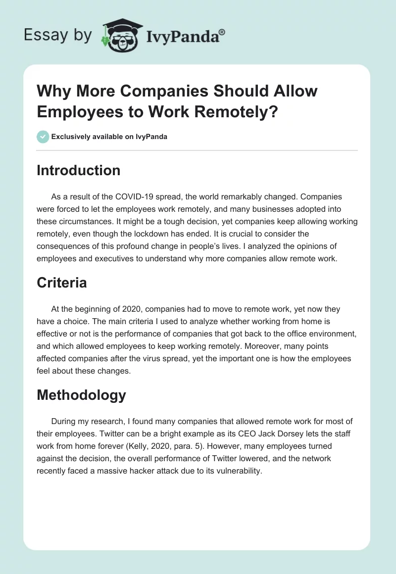 Why More Companies Should Allow Employees to Work Remotely?. Page 1
