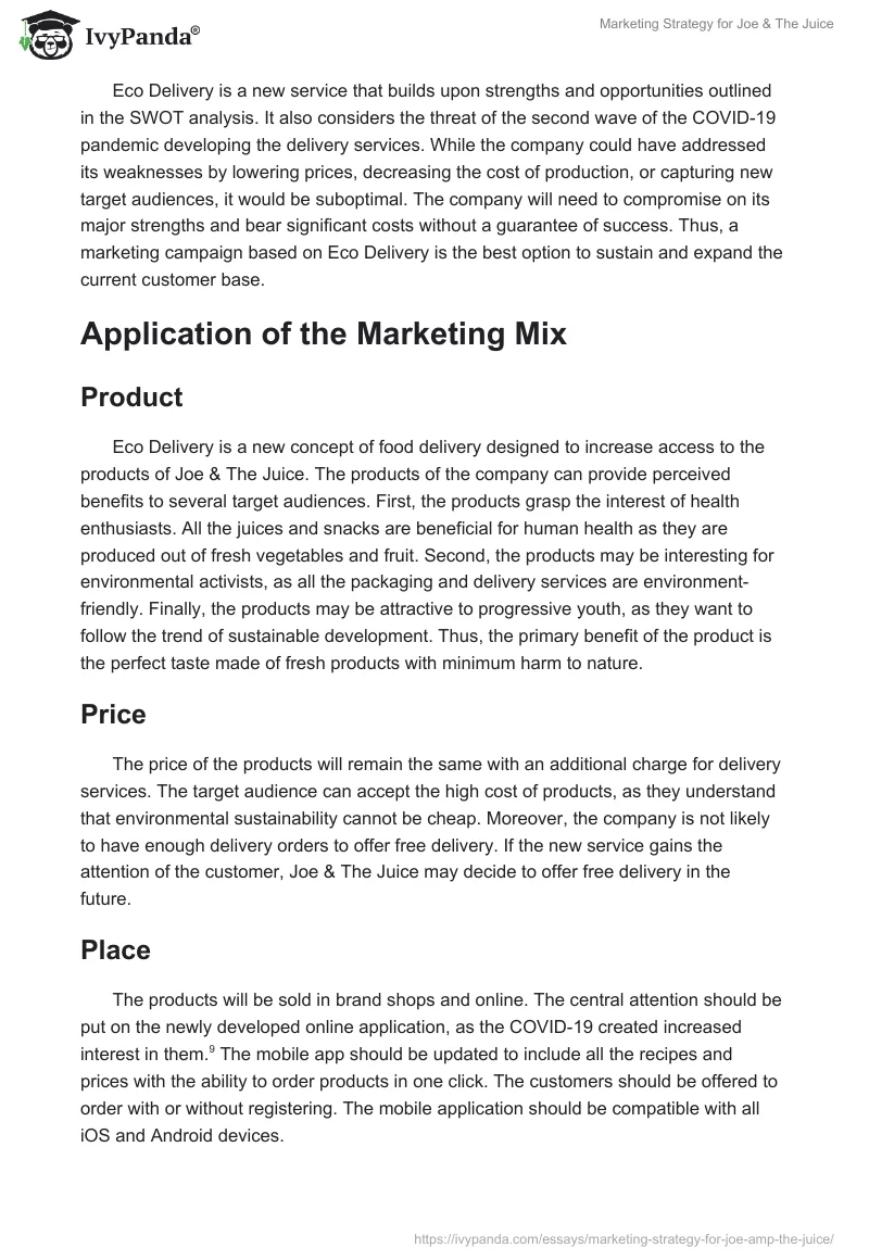Marketing Strategy for Joe & The Juice. Page 4