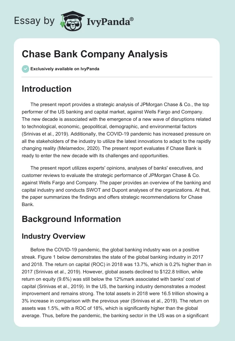 Chase Bank Company Analysis. Page 1