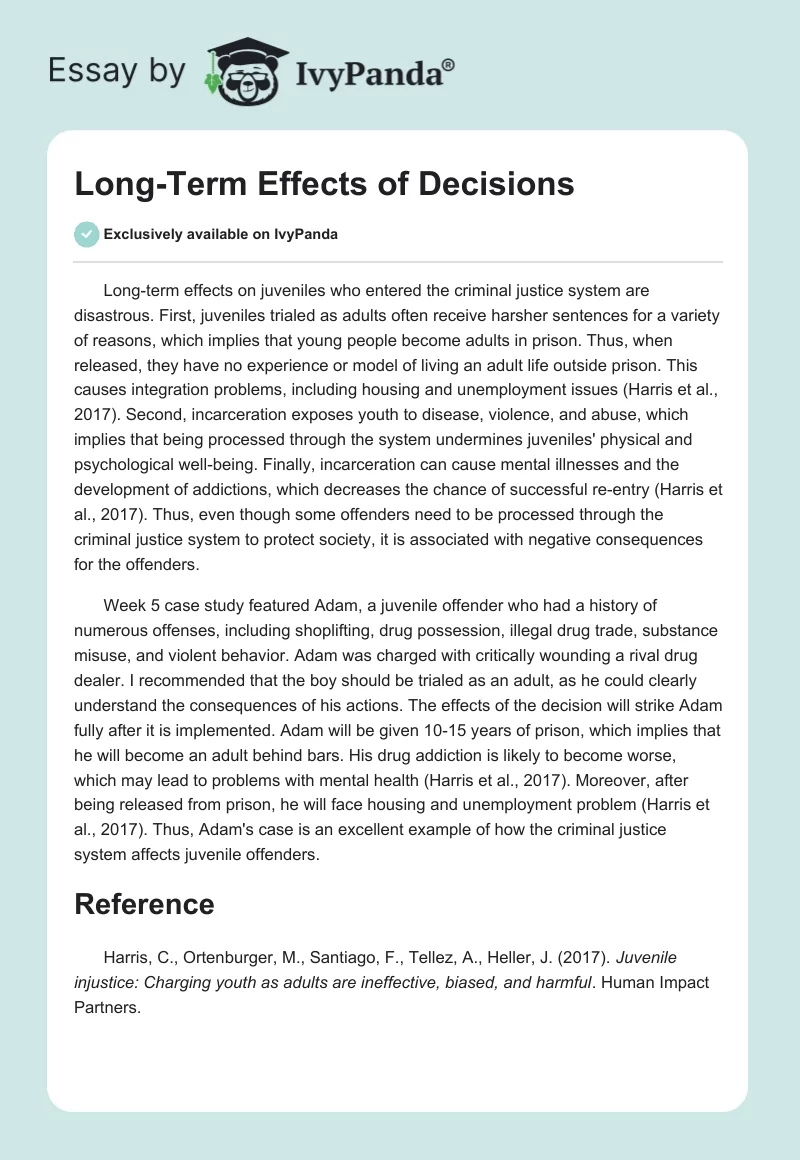 Long-Term Effects of Decisions. Page 1