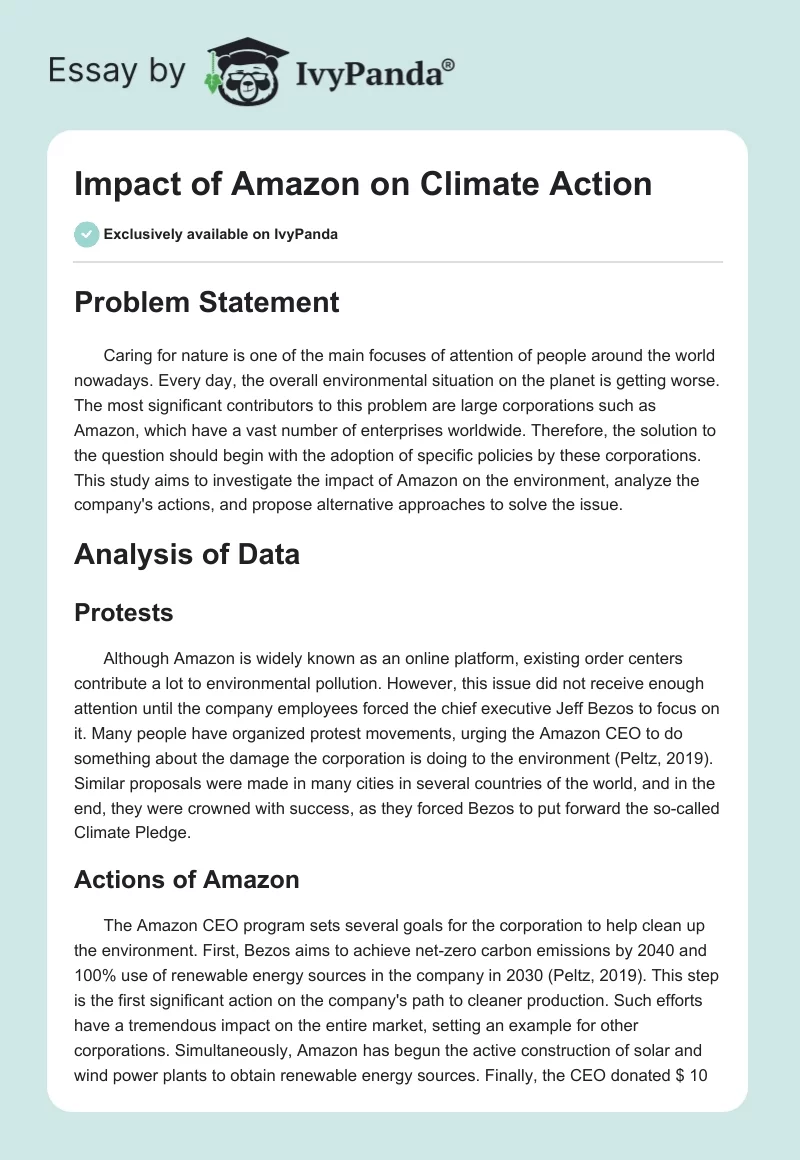 Impact of Amazon on Climate Action. Page 1