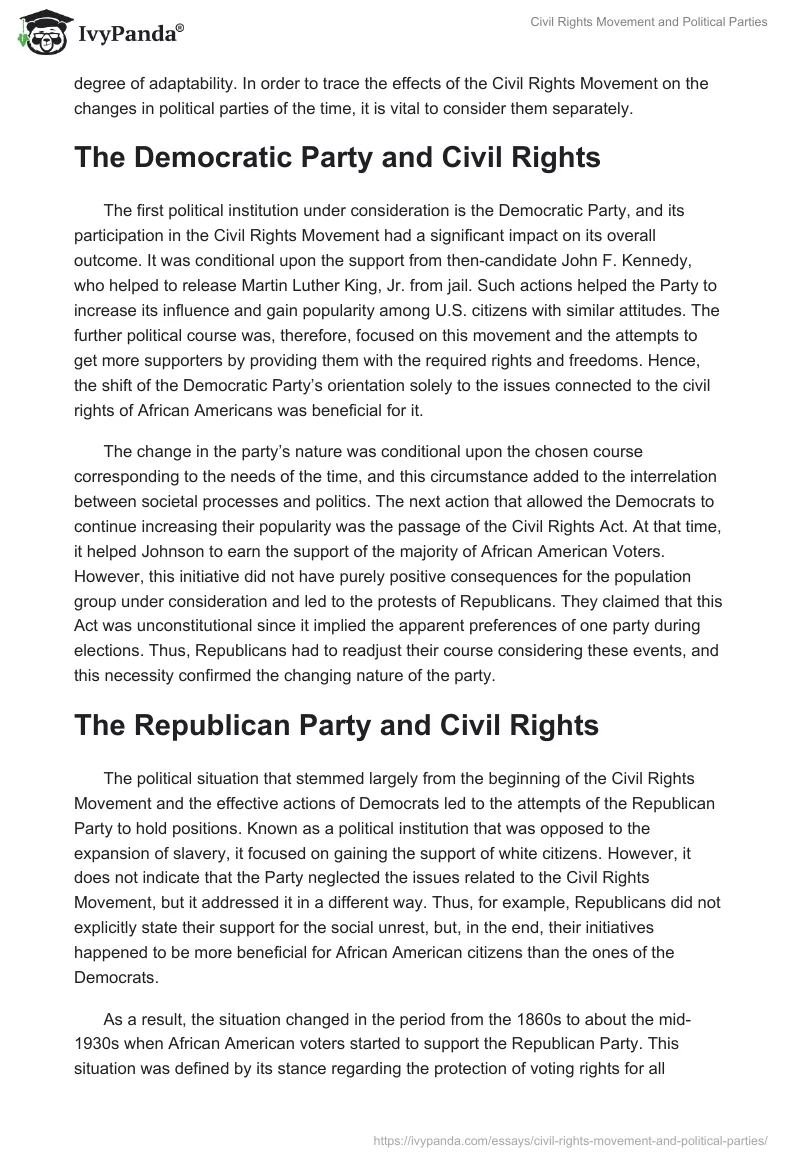 Civil Rights Movement and Political Parties. Page 2