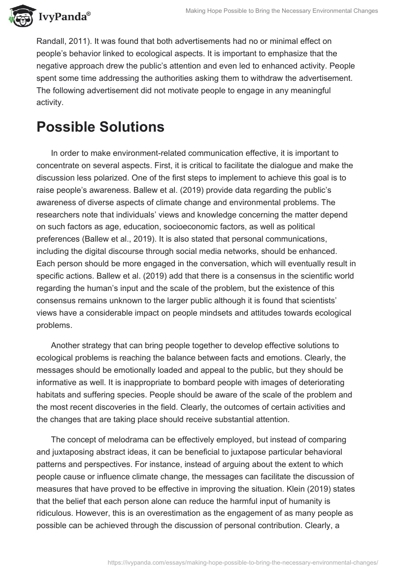Making Hope Possible to Bring the Necessary Environmental Changes. Page 5