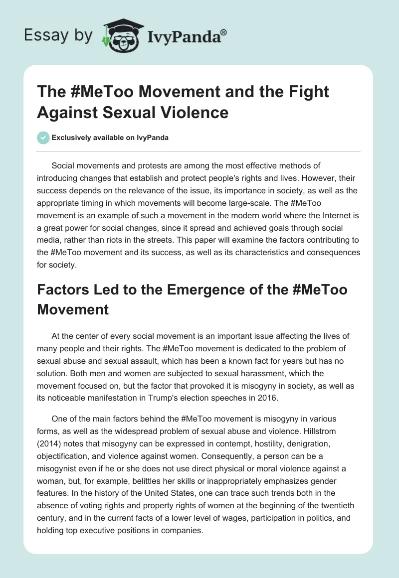The #MeToo Movement and the Fight Against Sexual Violence. Page 1