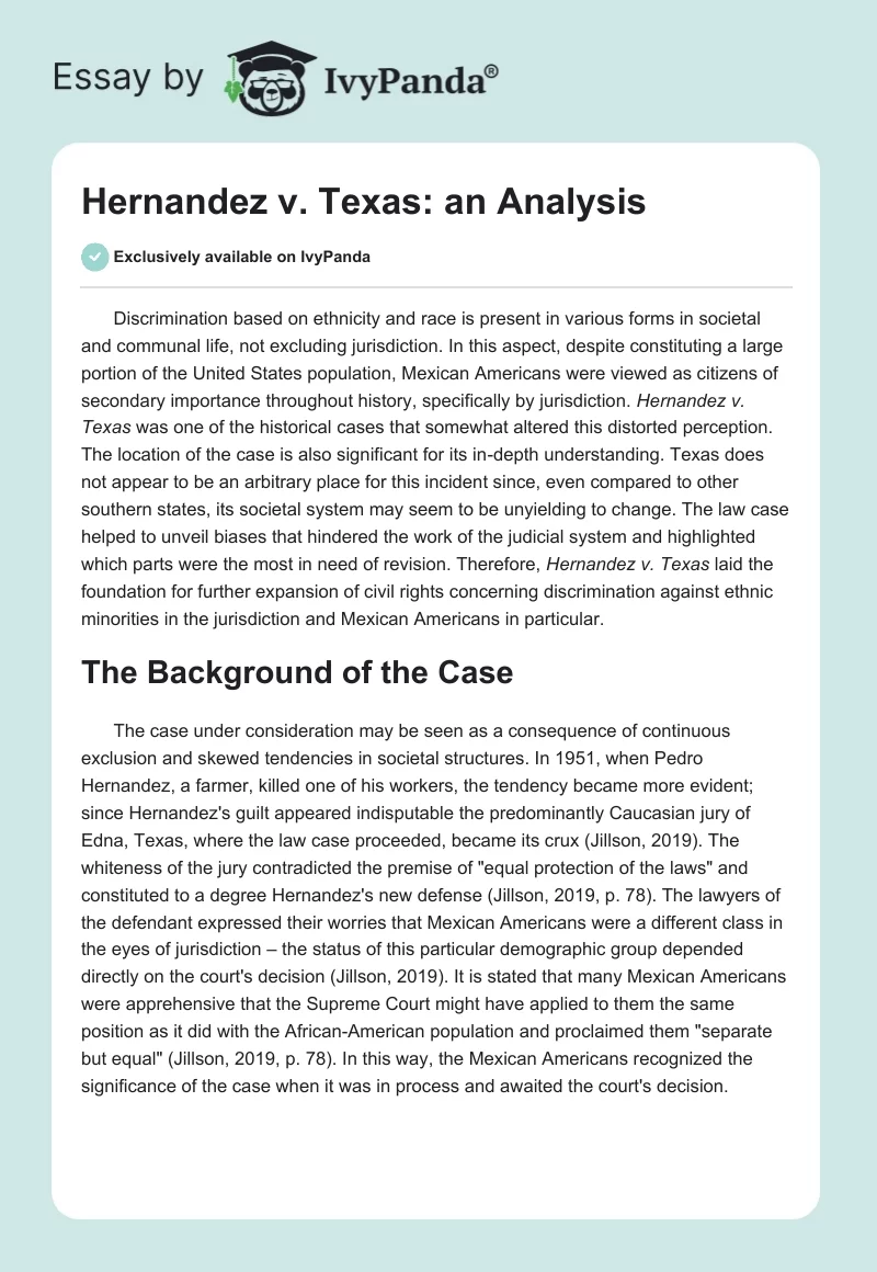 Hernandez v. Texas: an Analysis. Page 1