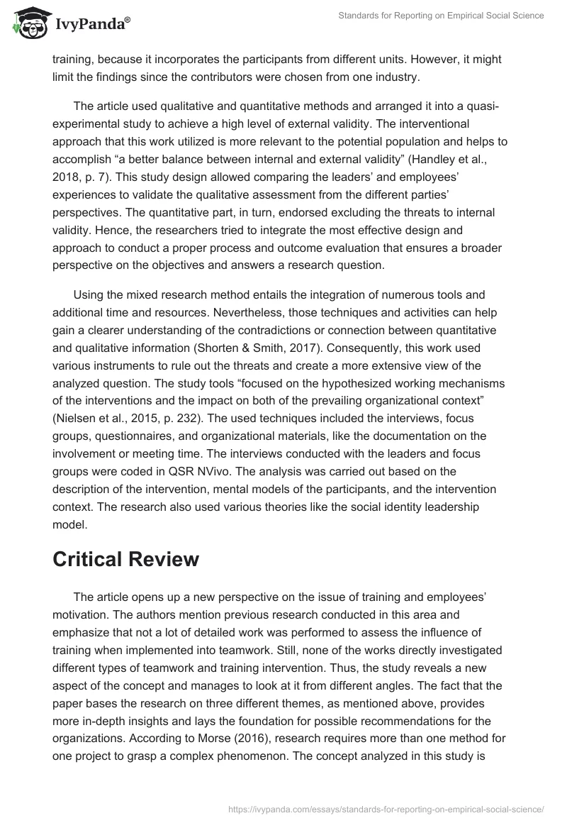 Standards for Reporting on Empirical Social Science. Page 3