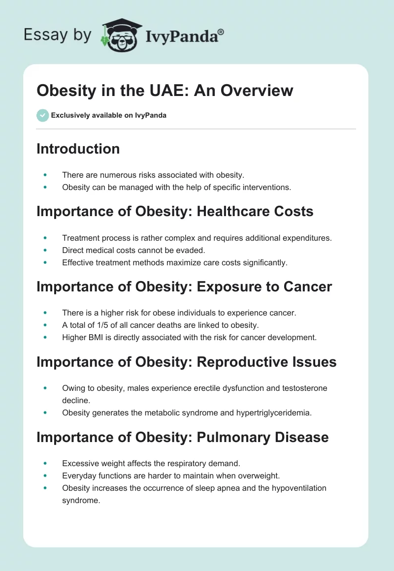 Obesity in the UAE: An Overview. Page 1