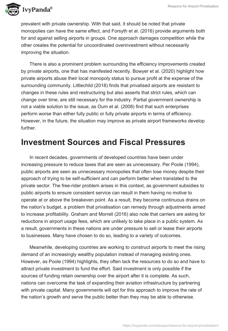 Reasons for Airport Privatisation. Page 2