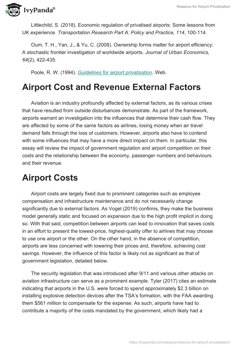Reasons for Airport Privatisation. Page 4