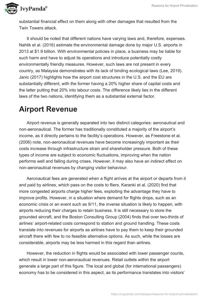 Reasons for Airport Privatisation. Page 5