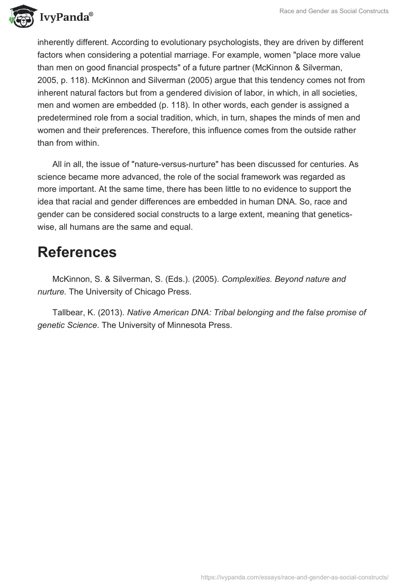 Race and Gender as Social Constructs. Page 2