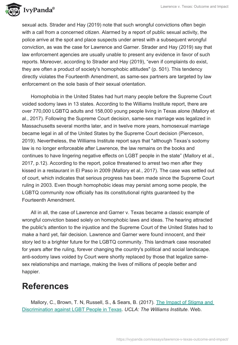 Lawrence v. Texas: Outcome and Impact. Page 2