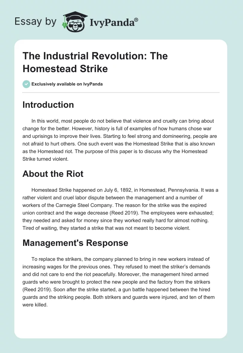 The Industrial Revolution: The Homestead Strike. Page 1