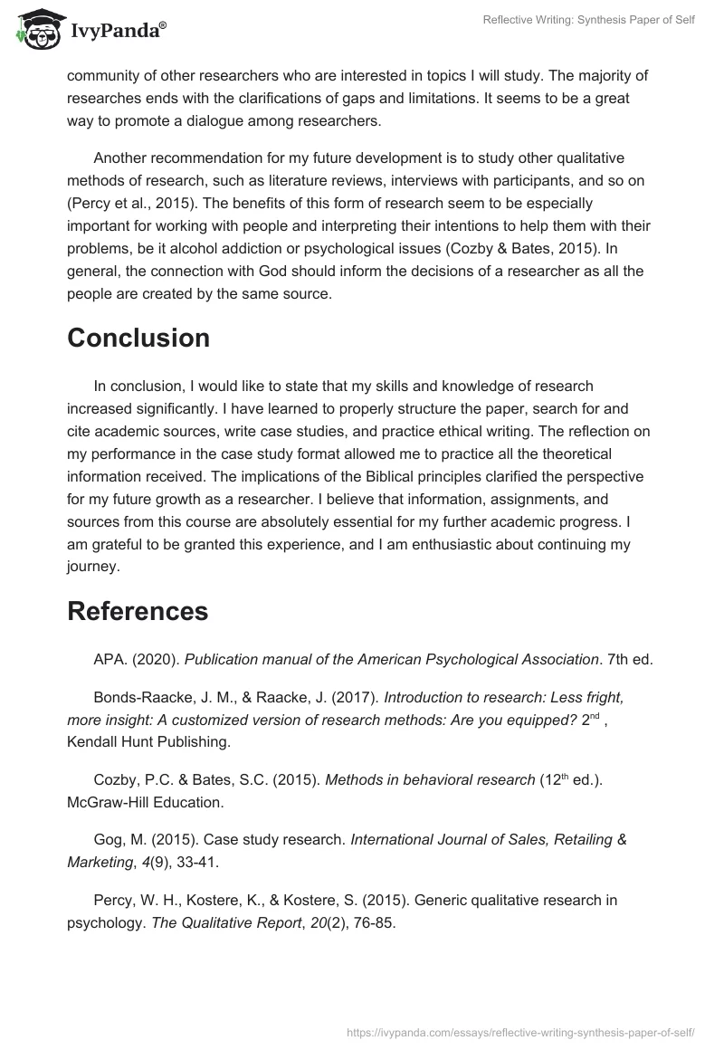 Reflective Writing: Synthesis Paper of Self. Page 5