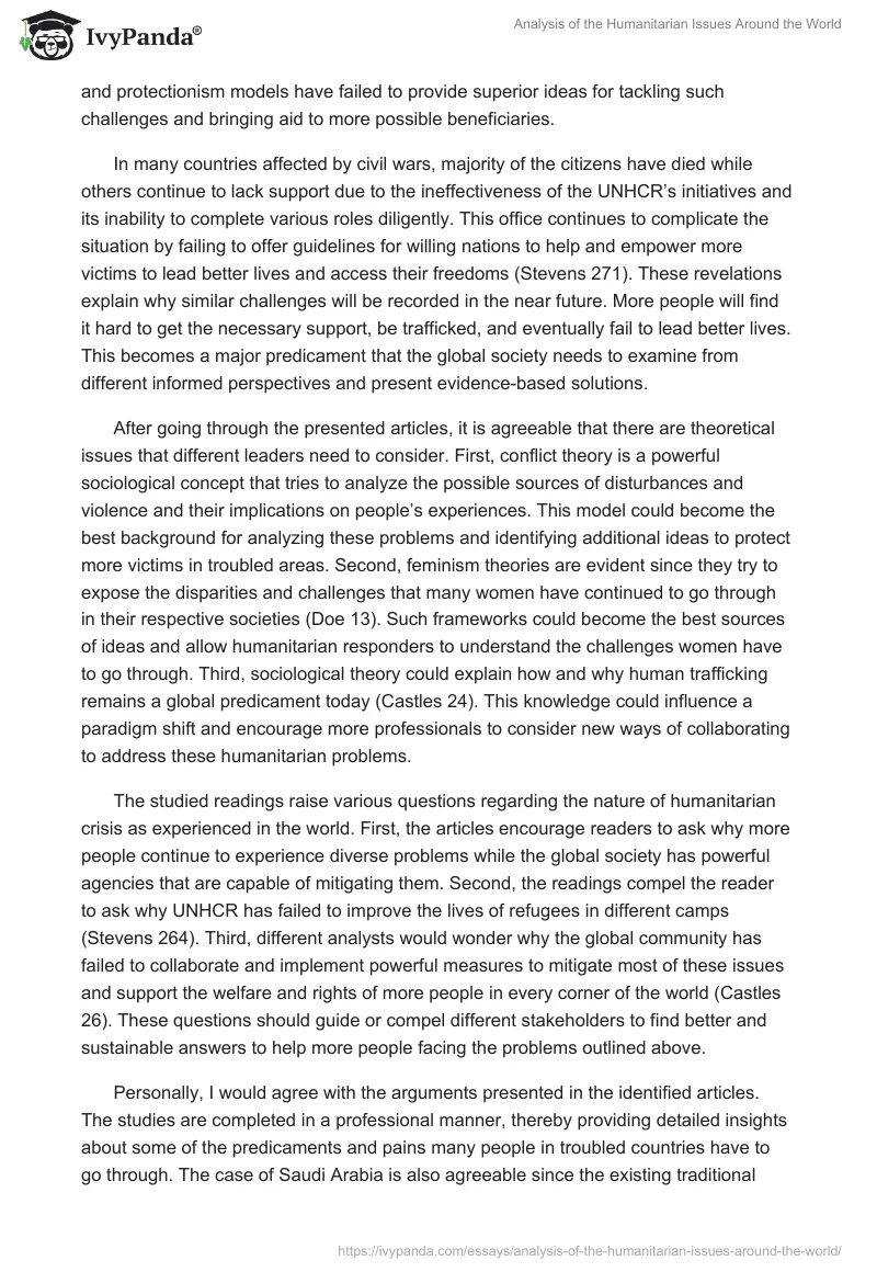 Analysis of the Humanitarian Issues Around the World. Page 3