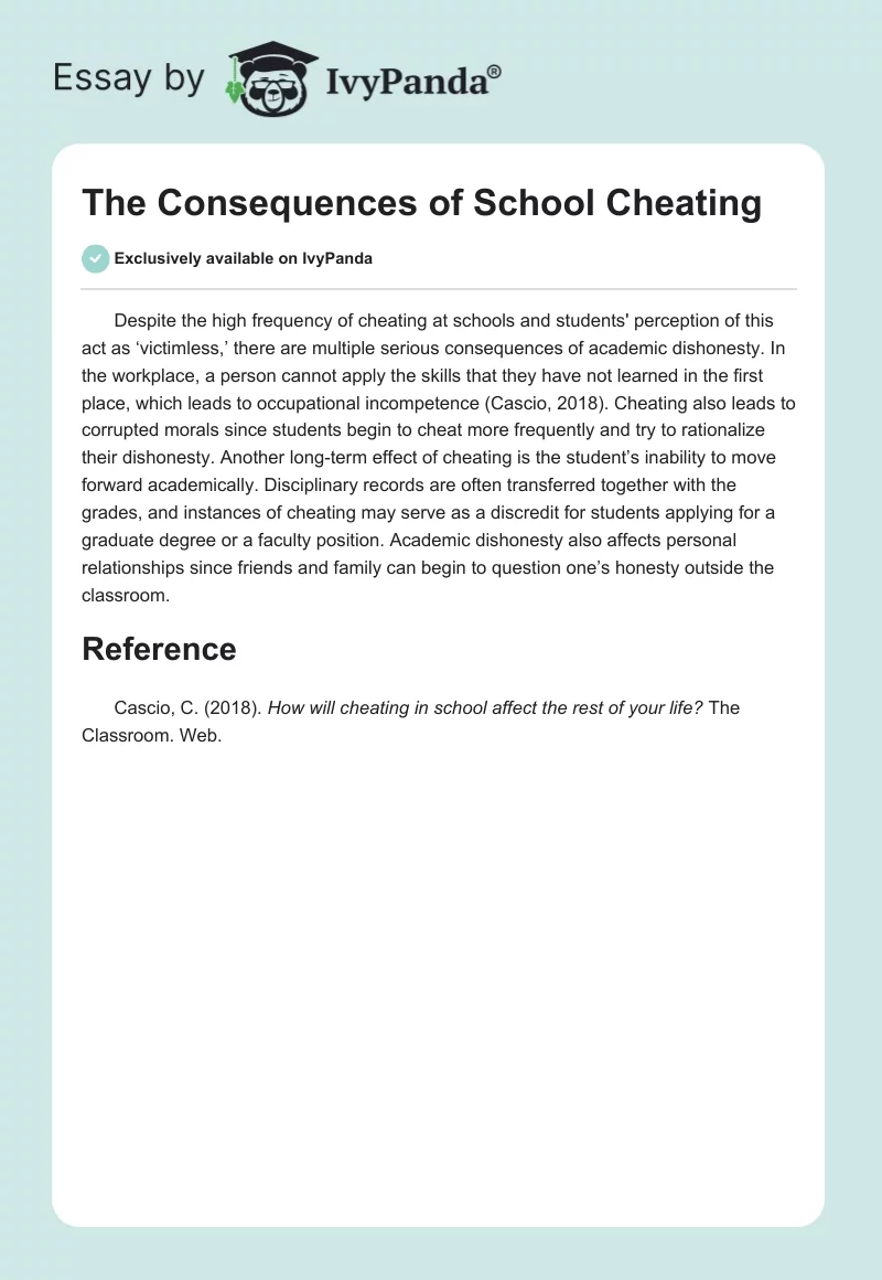 The Consequences of School Cheating. Page 1