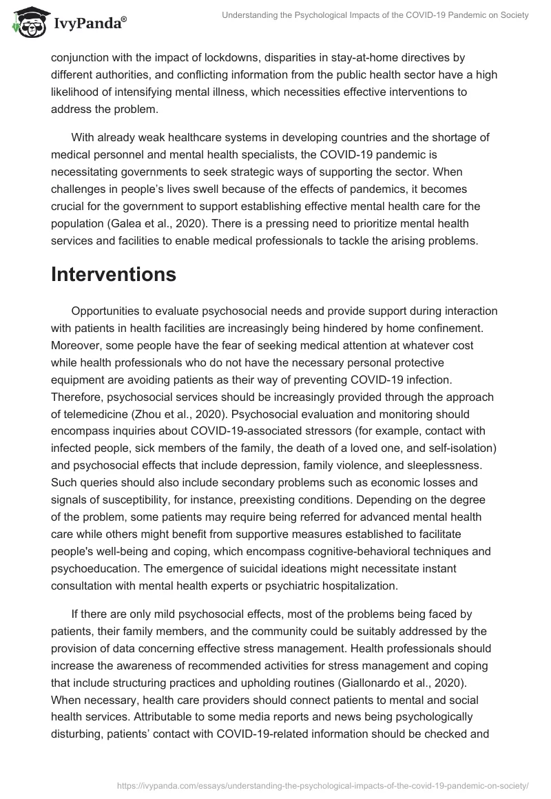 Understanding the Psychological Impacts of the COVID-19 Pandemic on Society. Page 5