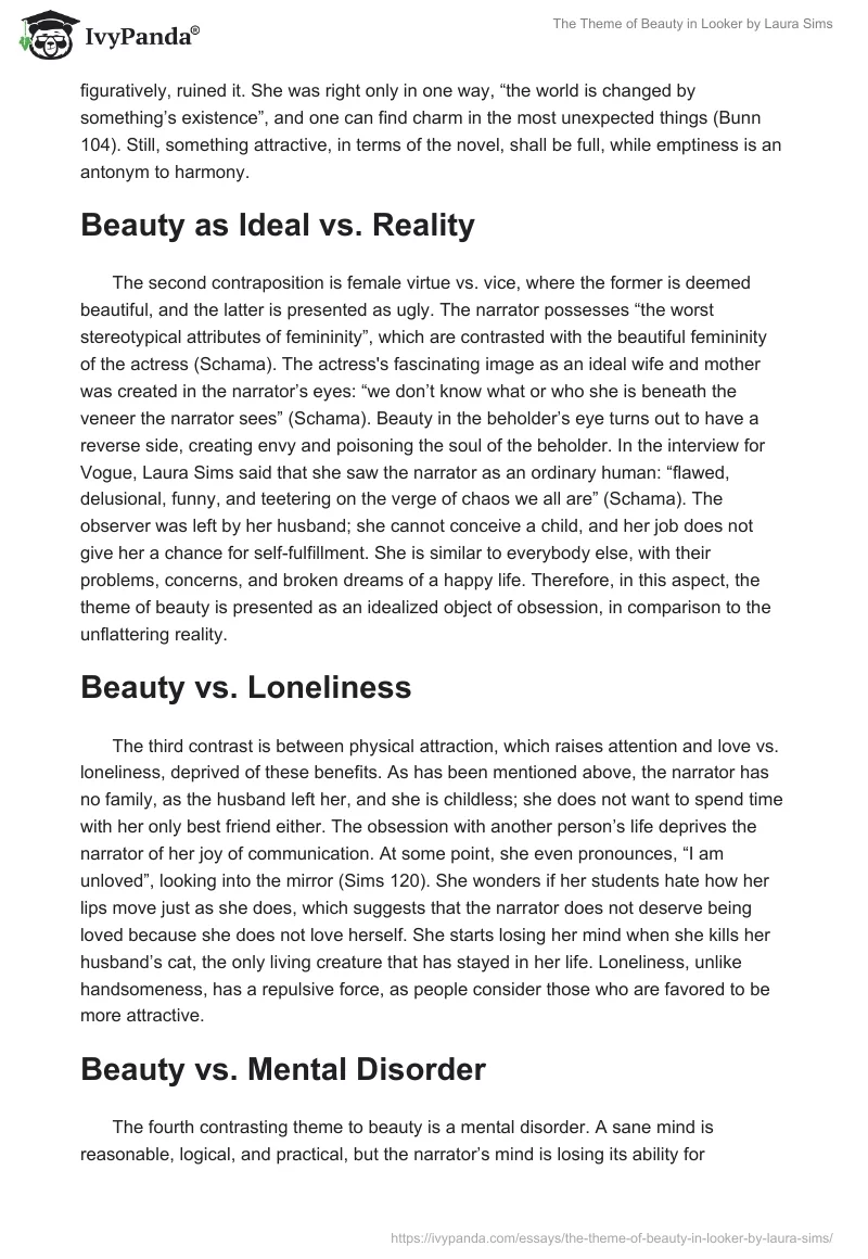 The Theme of Beauty in Looker by Laura Sims. Page 2