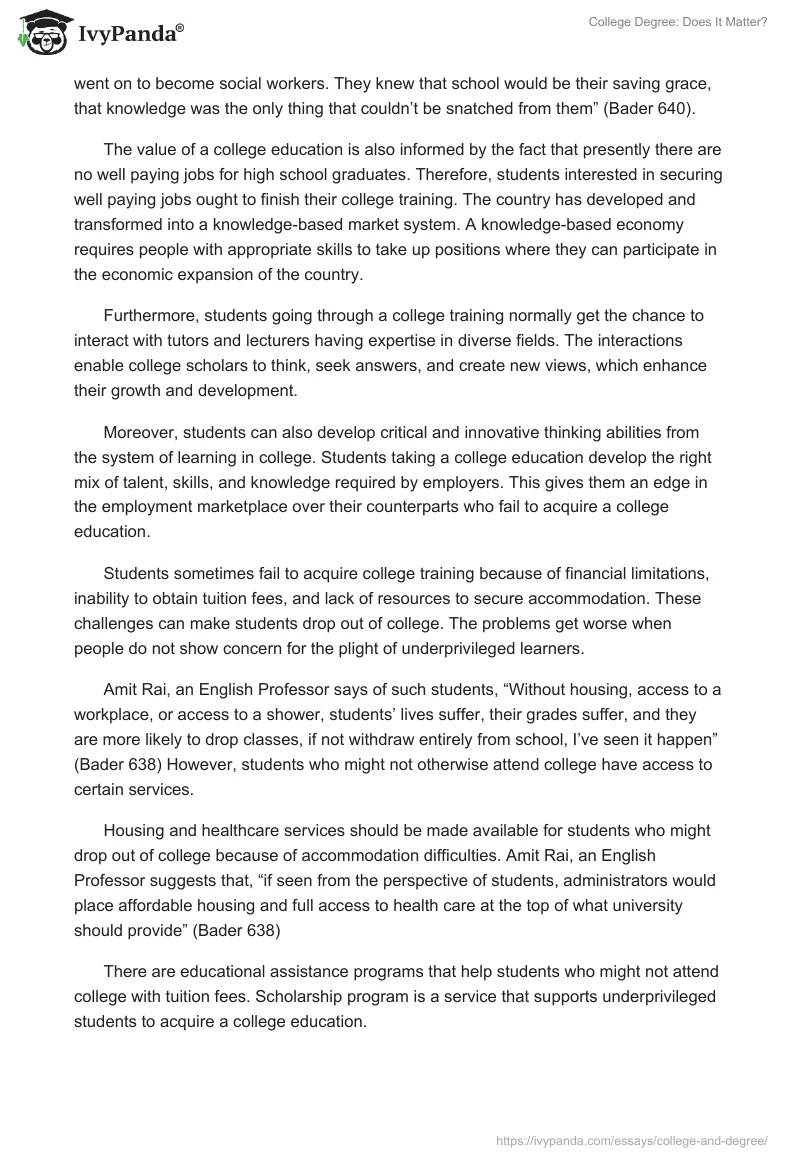 College Degree: Does It Matter?. Page 2