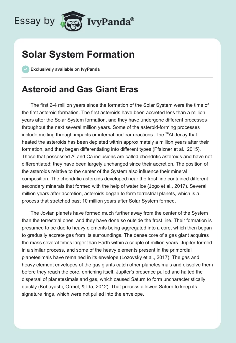 Solar System Formation. Page 1