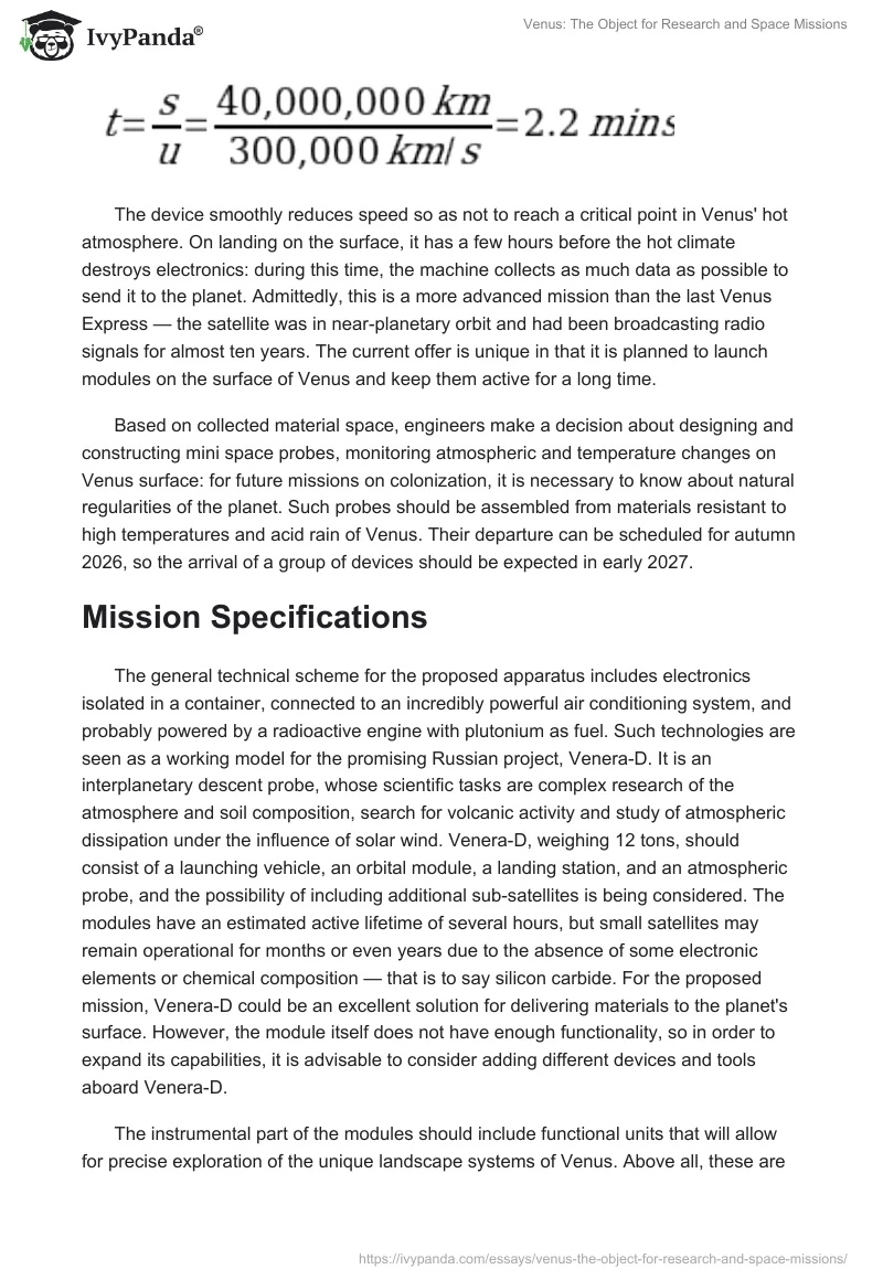 Venus: The Object for Research and Space Missions. Page 4