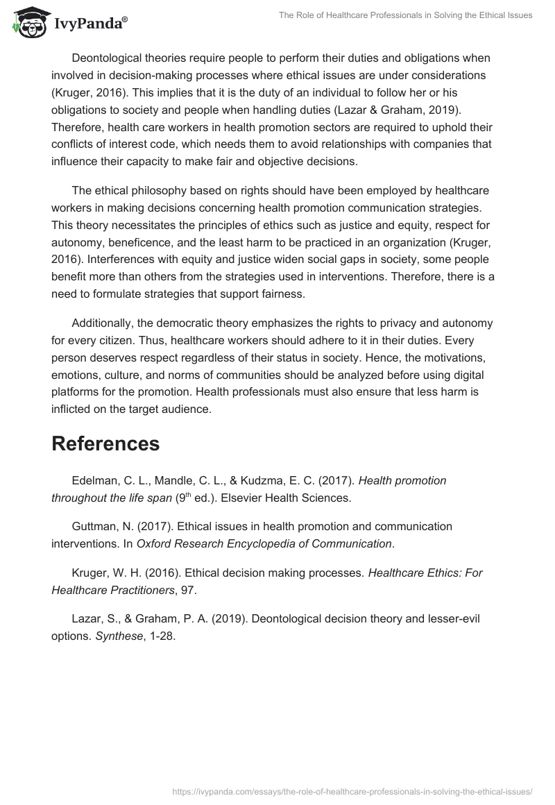 The Role of Healthcare Professionals in Solving the Ethical Issues. Page 2