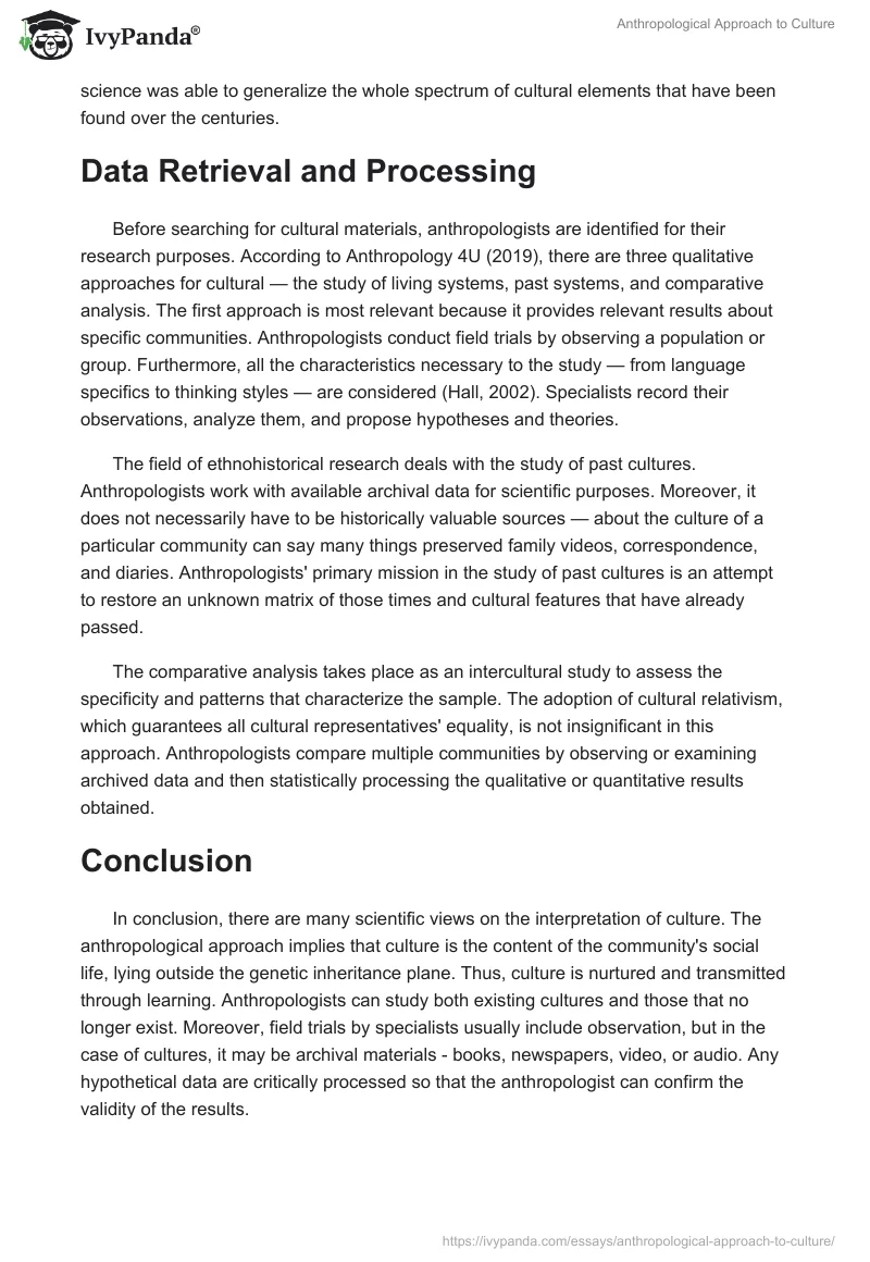 Anthropological Approach to Culture. Page 2