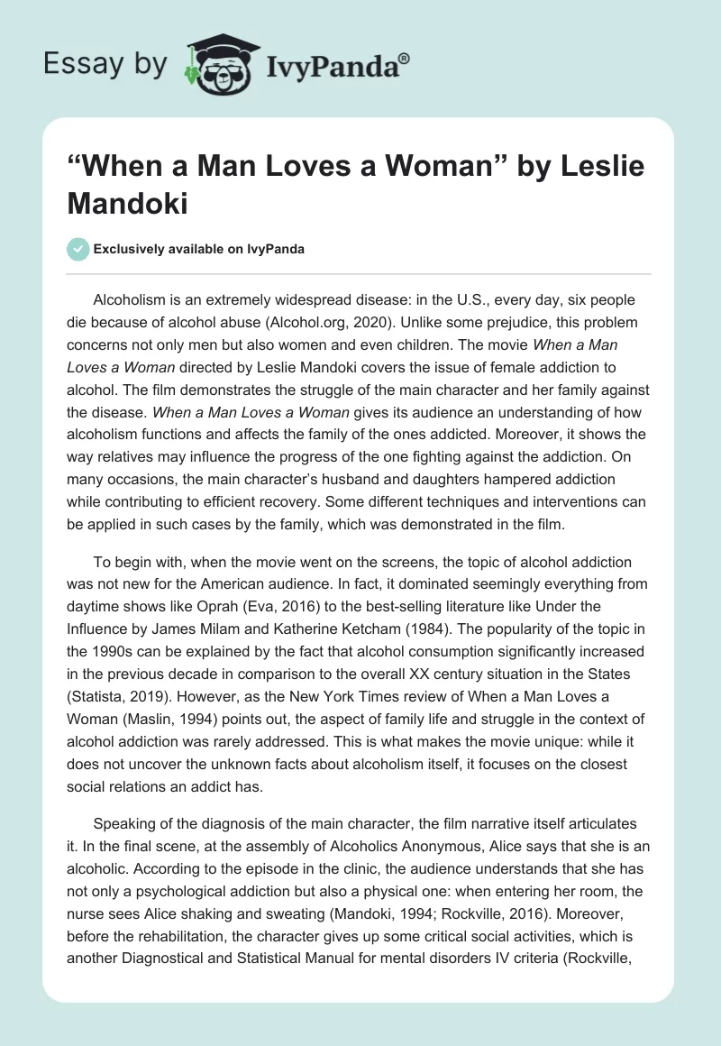 “When a Man Loves a Woman” by Leslie Mandoki. Page 1